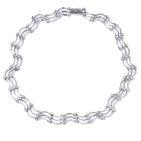 18k White Gold Diamond Multi-Strand Collar Necklace // 15.5" // New