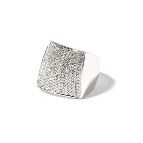 18k White Gold Diamond Cocktail Ring // Ring Size 7 // New