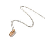 18k White Gold + 18k Rose Gold Diamond Pendant Necklace I // 16" // New
