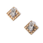 18k White Gold + 18k Rose Gold Diamond Stud Earrings // New
