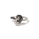 18k White Gold Black + White Diamond Bullseye Ring // Ring Size 6.5 // New