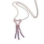 18k White Gold Amethyst + Rhodolite + Tourmaline Necklace // 16" // New