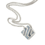 18k White Gold Diamond + Sapphire Necklace // 16" // New