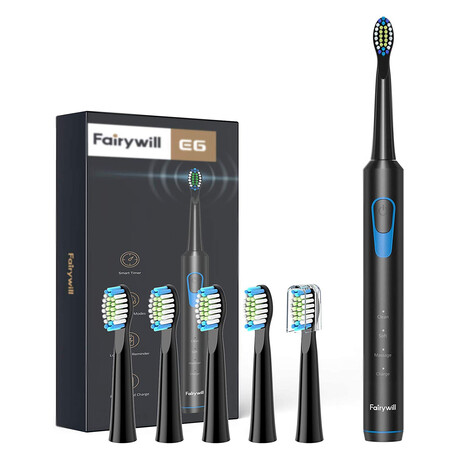 E6 // Black Electric Toothbrush + 6 Heads