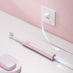 E11 // Pink Electric Toothbrush + 8 Heads + White Travel Case