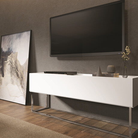 Sydney Entertainment Center // Matte White + Chrome