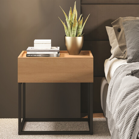 Morgan Nightstand // Birch + Black Metal