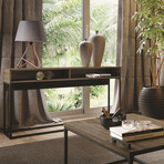 Lilly Console Table // Dark Brown Oak + Black