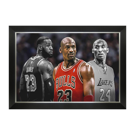 Autograph Authentic // Michael Jordan + Kobe Bryant + LeBron James // Framed Canvas // 3 NBA Legends