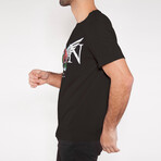 Winged Rose Crew Tee // Black (L)