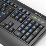 Azio Vision Series // Large-Font Antimicrobial 3-Color Backlit Keyboard // PC