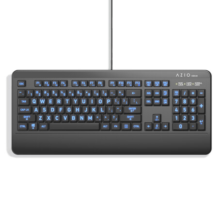 Azio Vision Series // Large-Font Antimicrobial 3-Color Backlit Keyboard // PC