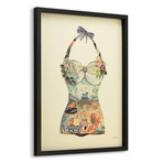 "California Beach" Dimensional Graphic Collage Framed Under Tempered Glass Wall Art