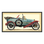 "Antique Automobile #1" Dimensional Graphic Collage Framed Under Glass Wall Art