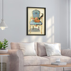 "Antique Chair" Dimensional Graphic Collage Framed Under Tempered Glass Wall Art