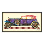 "Antique Automobile #2" Dimensional Graphic Collage Framed Under Glass Wall Art