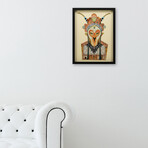 "Beijing Opera Mask #1" Dimensional Graphic Collage Framed Under Glass Wall Art