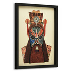 "Beijing Opera Mask #2" Dimensional Graphic Collage Framed Under Glass Wall Art