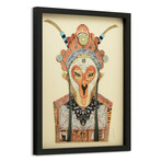 "Beijing Opera Mask #1" Dimensional Graphic Collage Framed Under Glass Wall Art