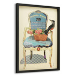 "Antique Chair" Dimensional Graphic Collage Framed Under Tempered Glass Wall Art