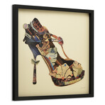 "High Heeled" Dimensional Graphic Collage Framed Under Glass Wall Art