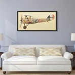 "Antique Biplane #1" Dimensional Graphic Collage Framed Under Glass Wall Art
