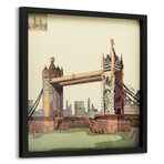 "London Bridge" Dimensional Graphic Collage Framed Under Glass Wall Art