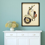 "Scooter" Dimensional Graphic Collage Framed Under Glass Wall Art