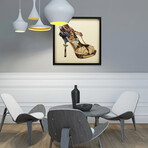 "High Heeled" Dimensional Graphic Collage Framed Under Glass Wall Art
