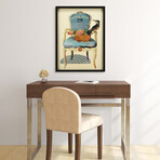 "Antique Chair" Dimensional Graphic Collage Framed Under Tempered Glass Wall Art