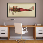 "Antique Biplane #2" Dimensional Graphic Collage Framed Under Glass Wall Art