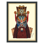 "Beijing Opera Mask #2" Dimensional Graphic Collage Framed Under Glass Wall Art