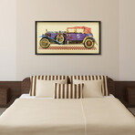 "Antique Automobile #2" Dimensional Graphic Collage Framed Under Glass Wall Art