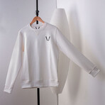 Aries Round Neck Sweatshirt // White + Black (XL)