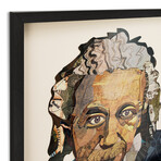 "Einstein" Dimensional Graphic Collage Framed Under Glass Wall Art