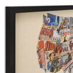 "Across America" Dimensional Graphic Collage Framed Under Glass Wall Art
