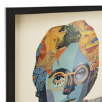 "Homage to John" Dimensional Graphic Collage Framed Under Glass Wall Art