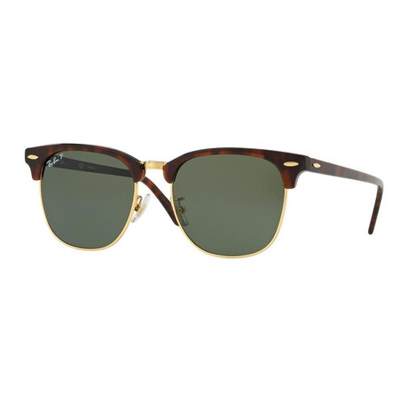 Men's Square Polarized Sunglasses // Havana + Green