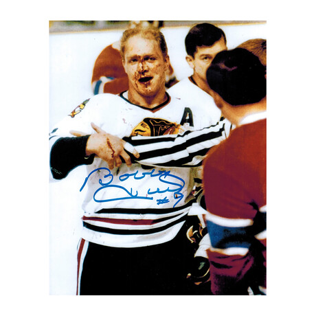 Bobby Hull // Signed Blackhawks Blood Photo // 8X10