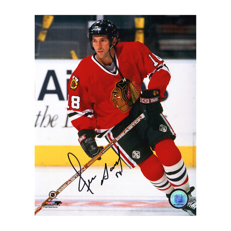 Denis Savard // Signed Chicago Blackhawks Action Photo // 8X10