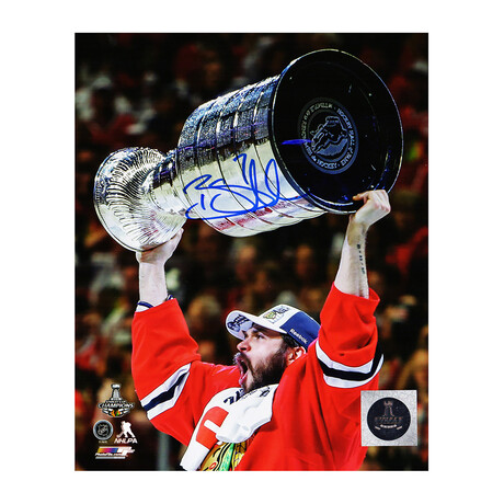 Brent Seabrook // Signed Chicago Blackhawks 2015 Stanley Cup Trophy 8x10 Photo