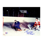 Gordie Howe // Signed Detroit Red Wings Shooting Goal Photo // 8" x 10"