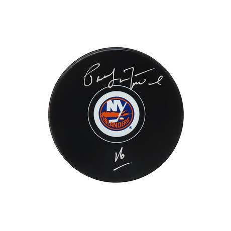 Pat LaFontaine // Signed New York Islanders Logo Hockey Puck