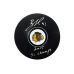 Brad Richards // Signed Chicago Blackhawks Logo Hockey Puck // With "2015 SC Champs" Inscription