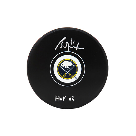 Grant Fuhr // Signed Buffalo Sabres Logo Hockey Puck // "HOF'03" Inscription