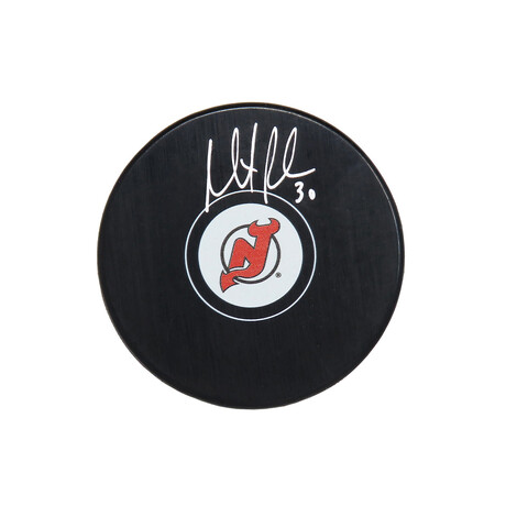 Martin Brodeur // Signed New Jersey Devils Logo Hockey Puck