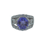 Platinum Diamond + Tanzanite Ring // Ring Size: 7.5 // Pre-Owned