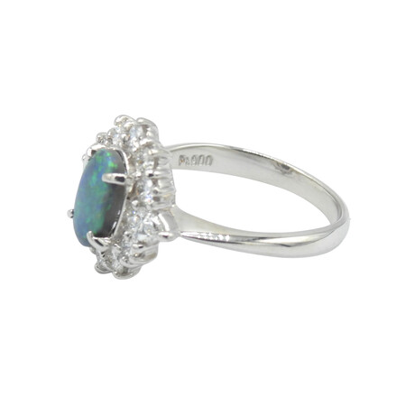 Platinum Diamond + Opal Ring // Ring Size: 6.25 // Pre-Owned