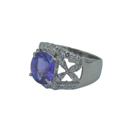 Platinum Diamond + Tanzanite Ring // Ring Size: 7.5 // Pre-Owned