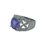 Platinum Diamond + Tanzanite Ring // Ring Size: 7.5 // Pre-Owned